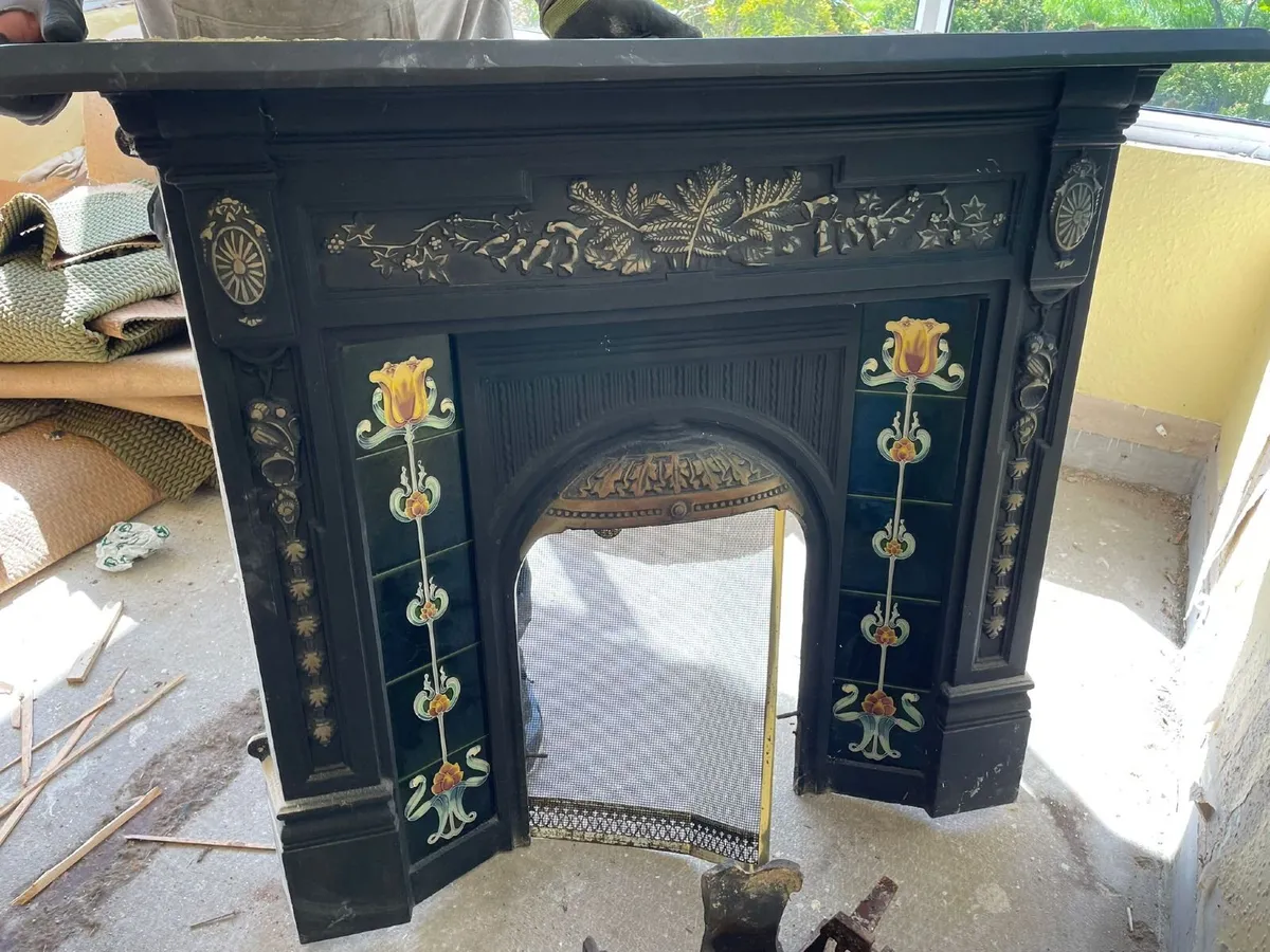 Antique Cast Iron Fireplace Insert Victorian Style - Image 2