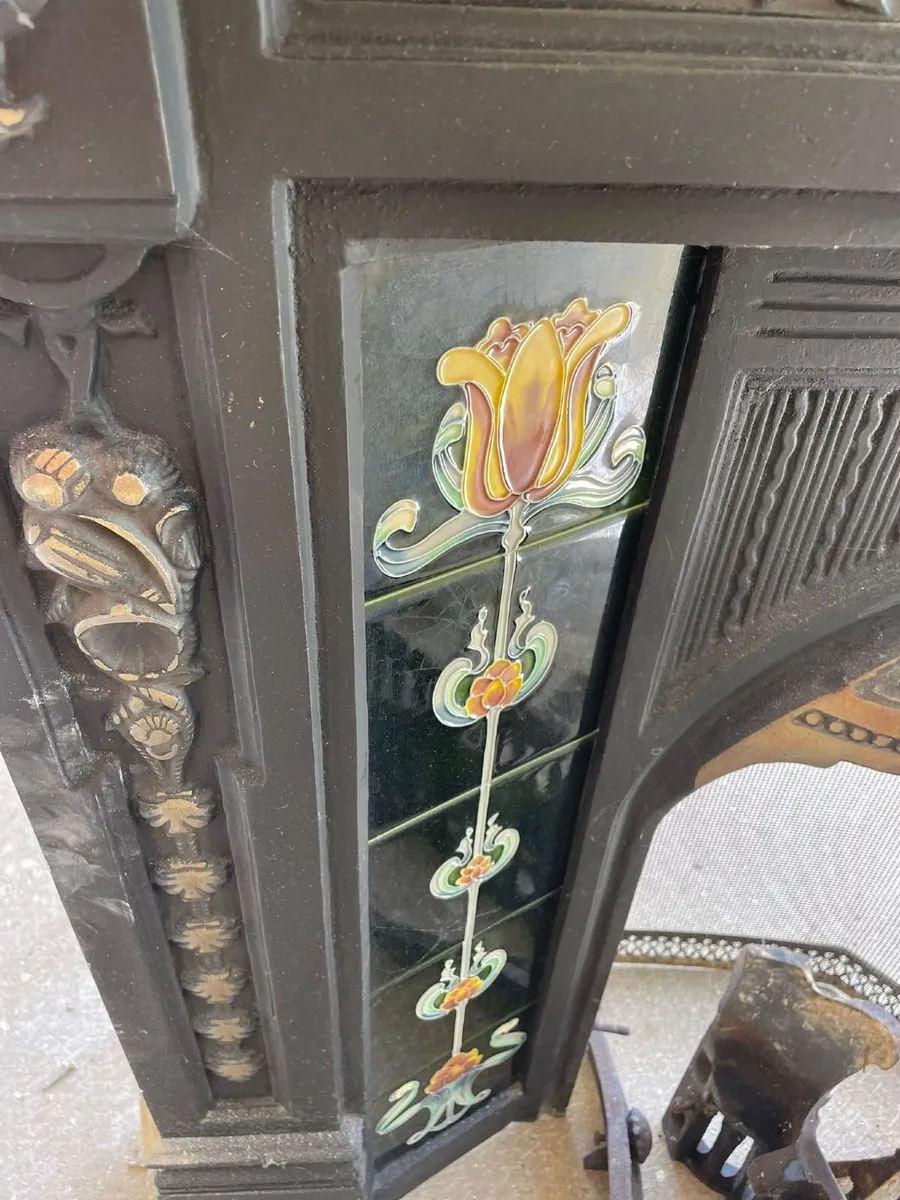 Antique Cast Iron Fireplace Insert Victorian Style - Image 3