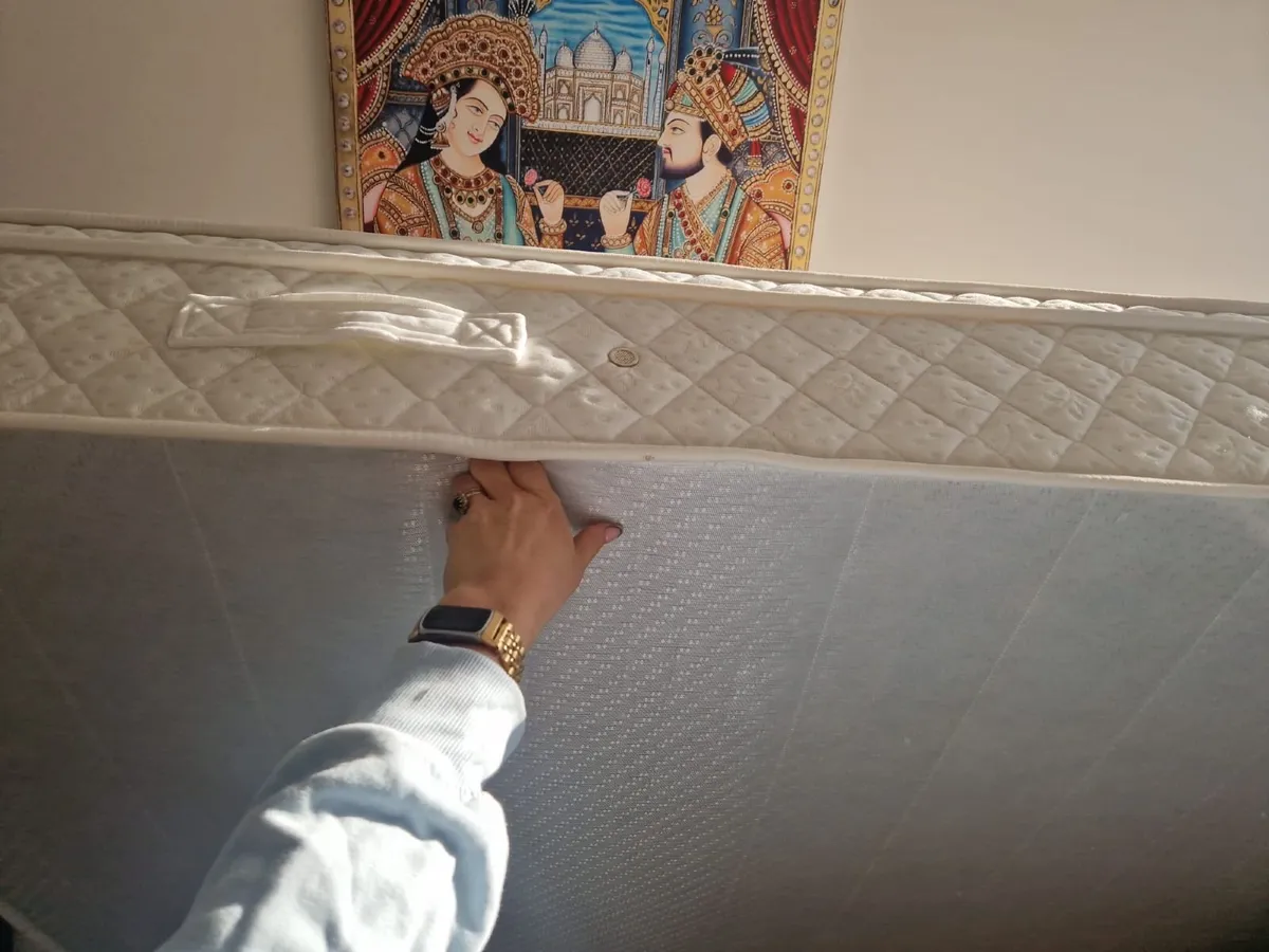 Dark oak double bed frame and Emily mattress - Image 4