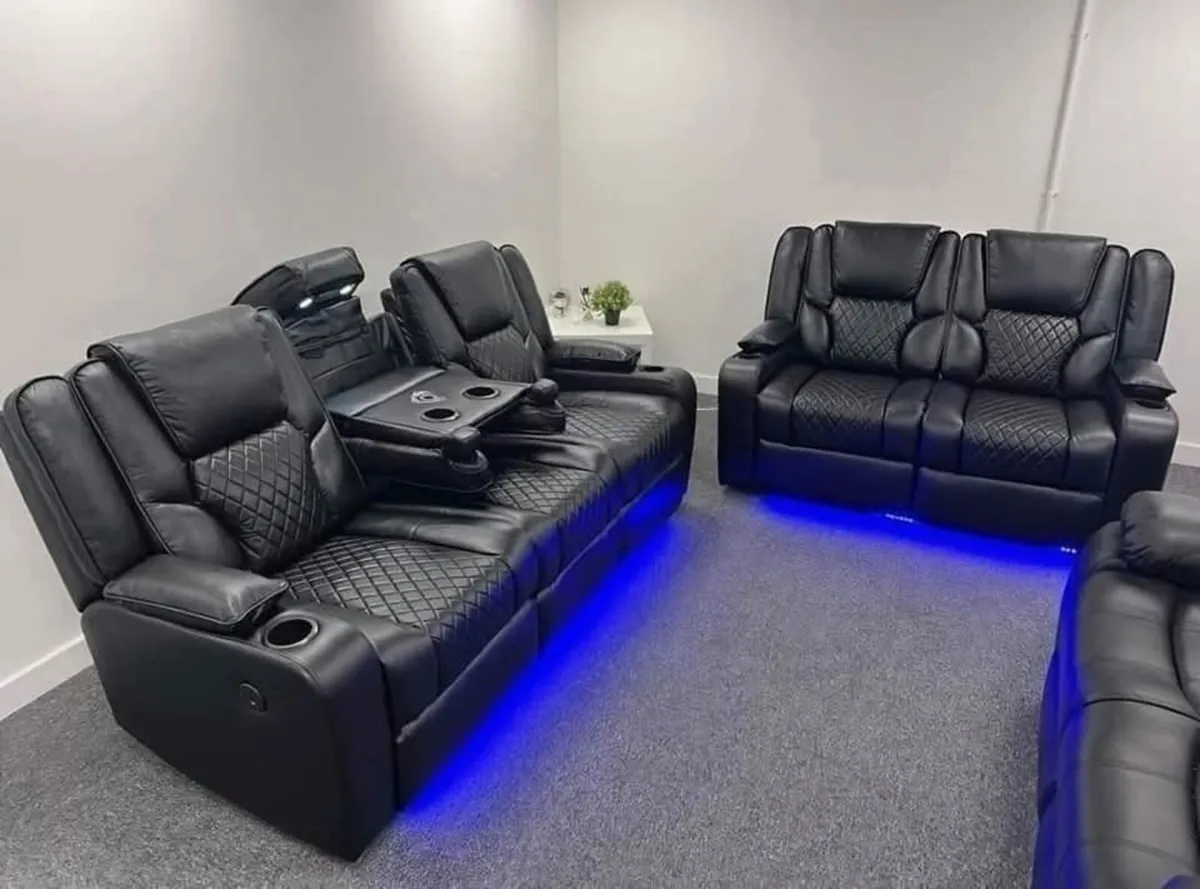 Electric Real Leather Orlando Recliner Sofa Set - Image 1