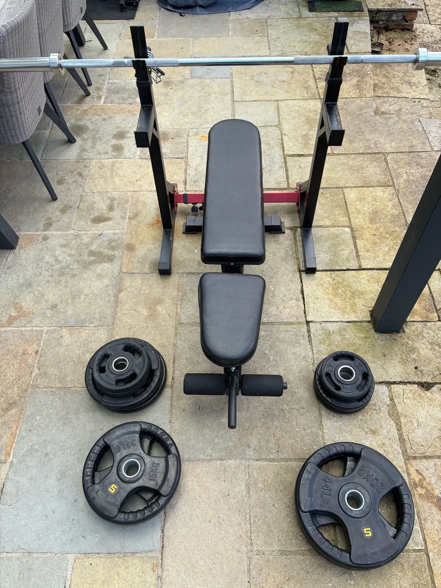 Full Home Gym Setup - Rack, Bench, Barbell, Plates - Image 1