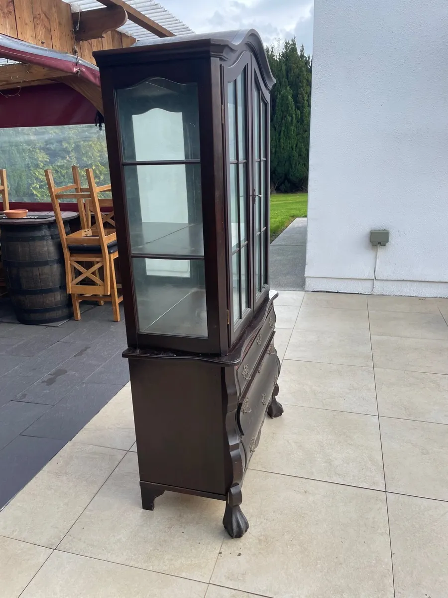 Tall Antique glass cabinet - Image 2