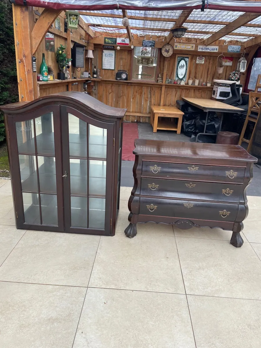 Tall Antique glass cabinet - Image 4