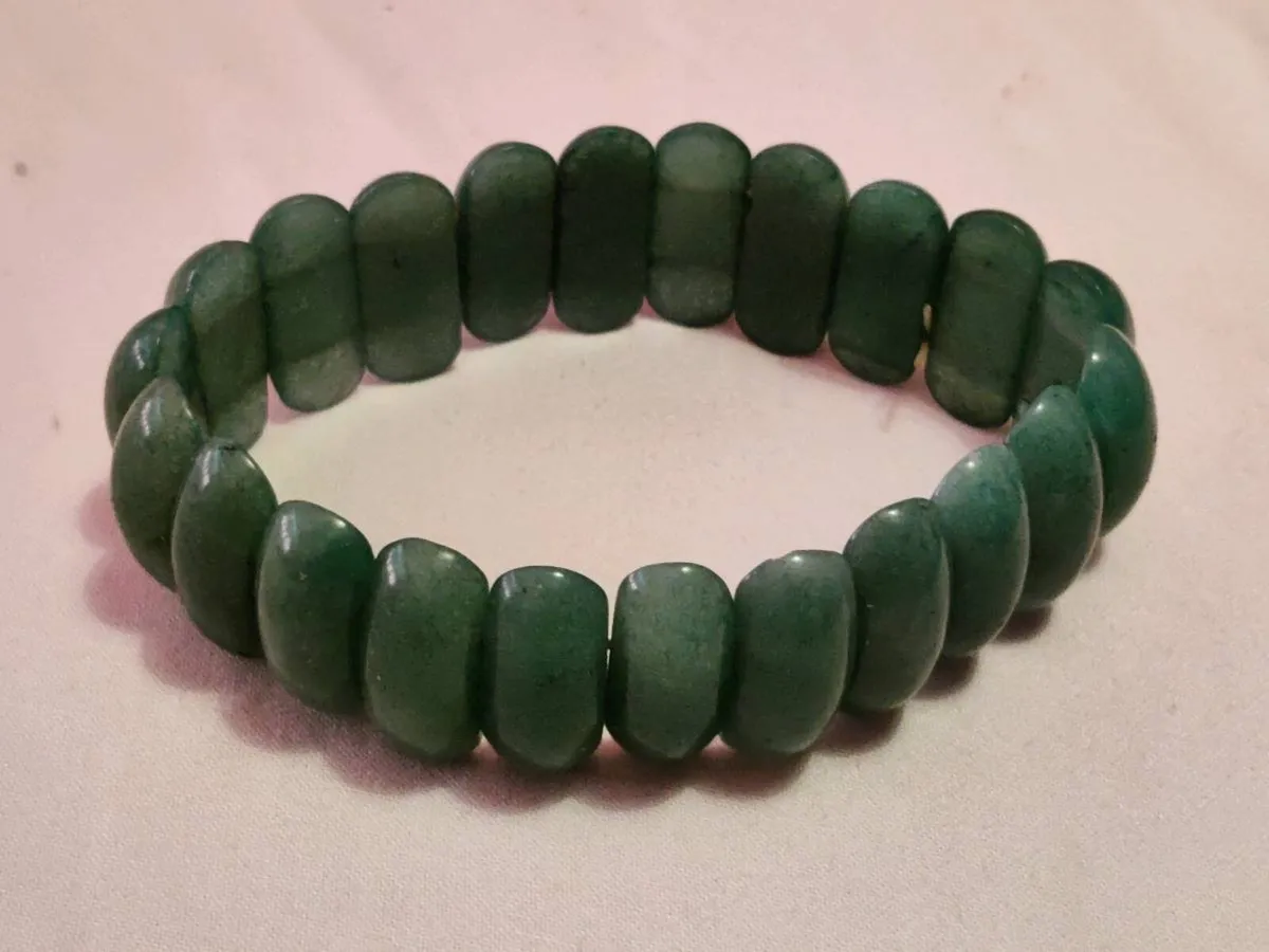 CHUNKY REAL JADE, Wide Sized Elastic New Bracelet - Image 3