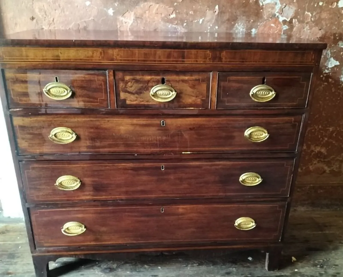 George 111 inlaid mahogany Antique Chest of Drawers - Image 4