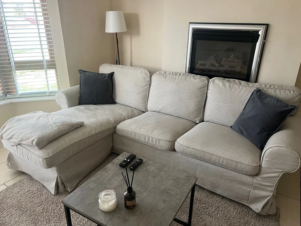 3 seater L-shaped Beige Sofa - Image 2