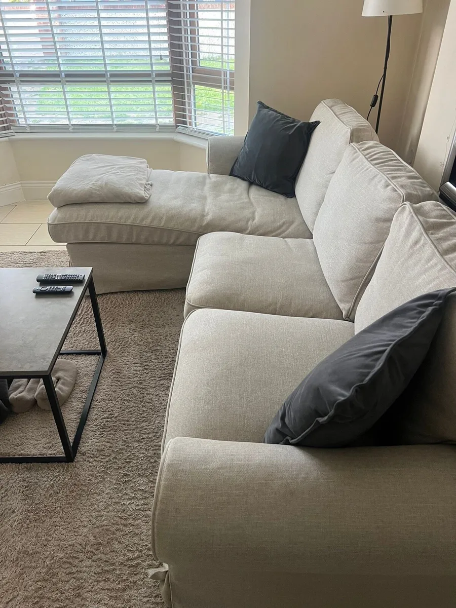 3 seater L-shaped Beige Sofa - Image 3