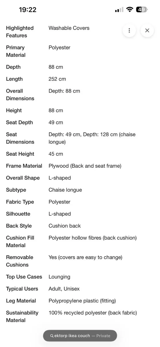 3 seater L-shaped Beige Sofa - Image 4
