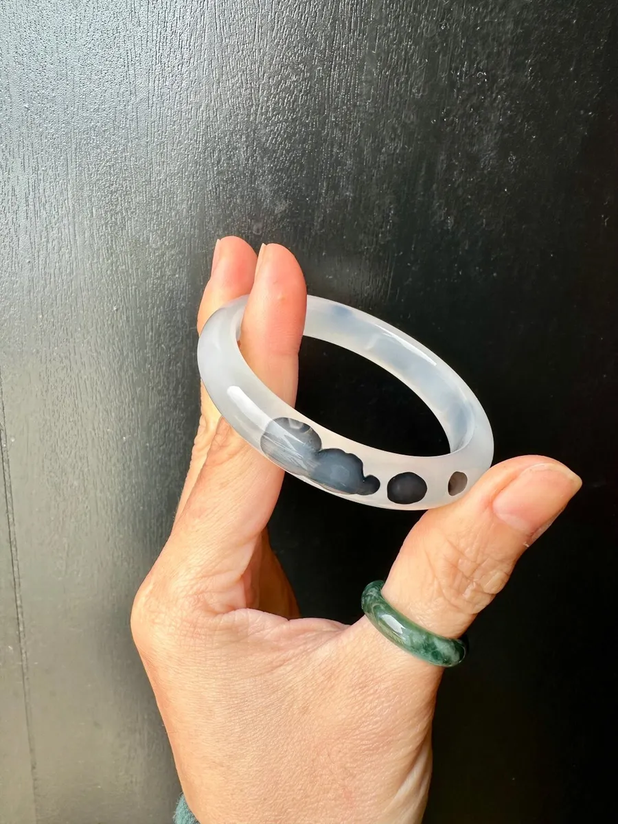 Natural fossil coral jade bangle 55mm - Image 1