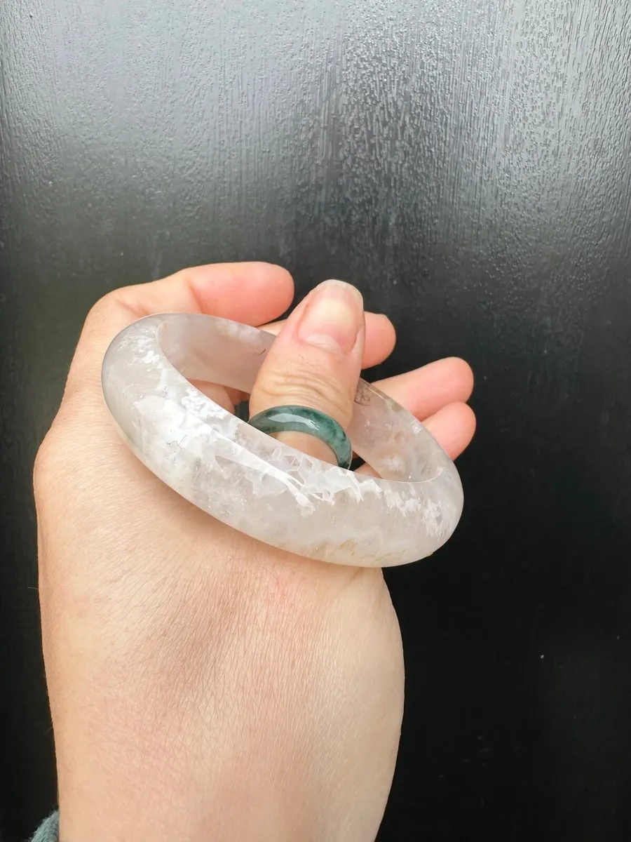 Natural Cherry Blossom Agate bangle 55mm - Image 1