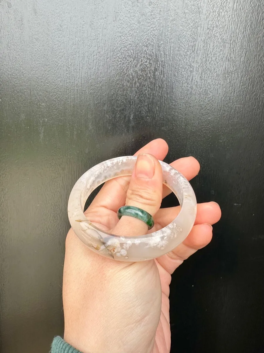 Natural Cherry Blossom Agate bangle 55mm - Image 2