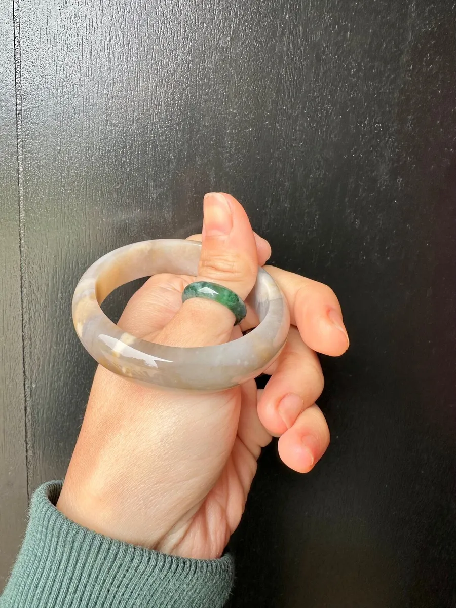 Natural fossil coral jade bangle 55mm - Image 1