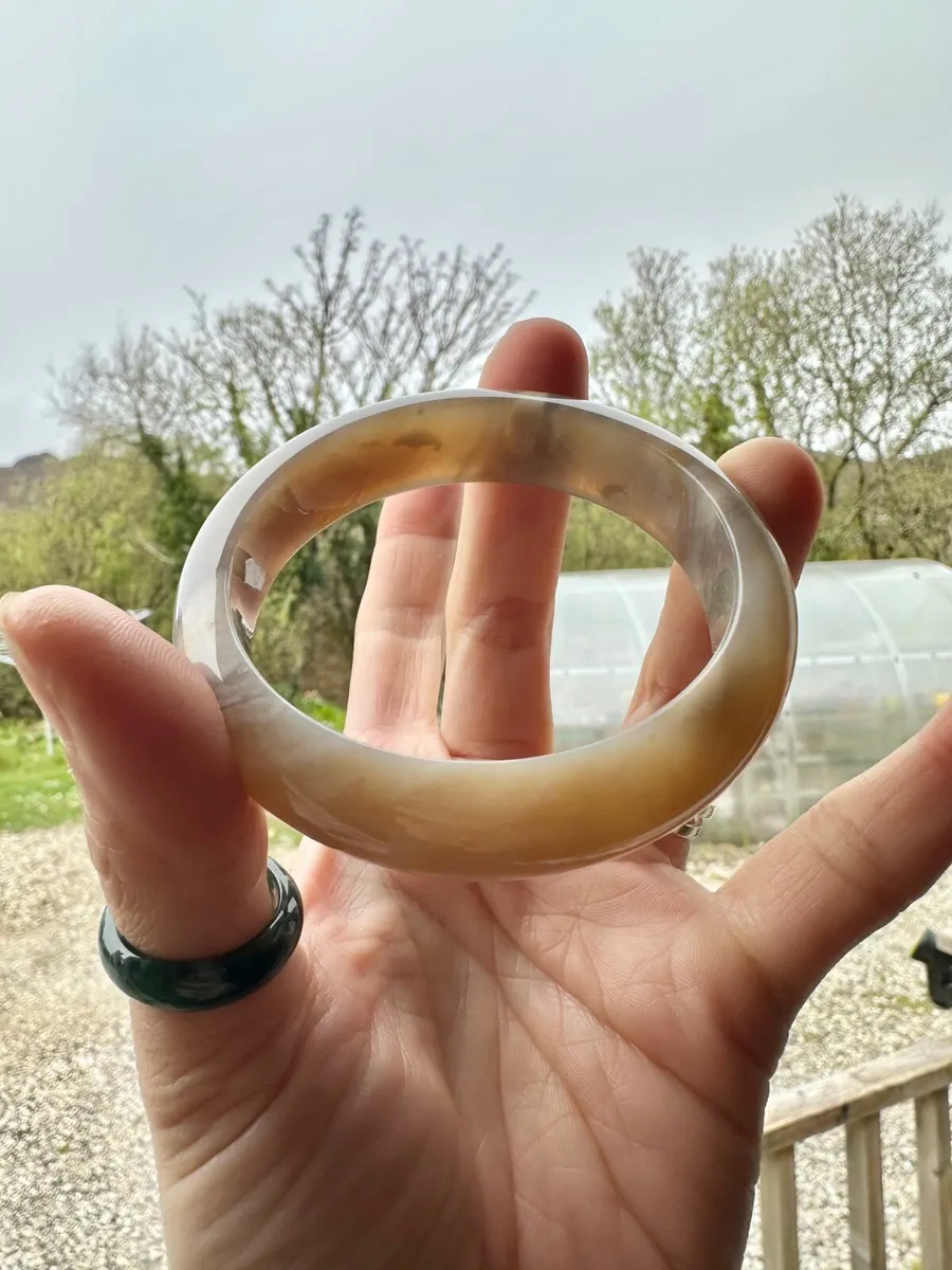 Natural fossil coral jade bangle 55mm - Image 2