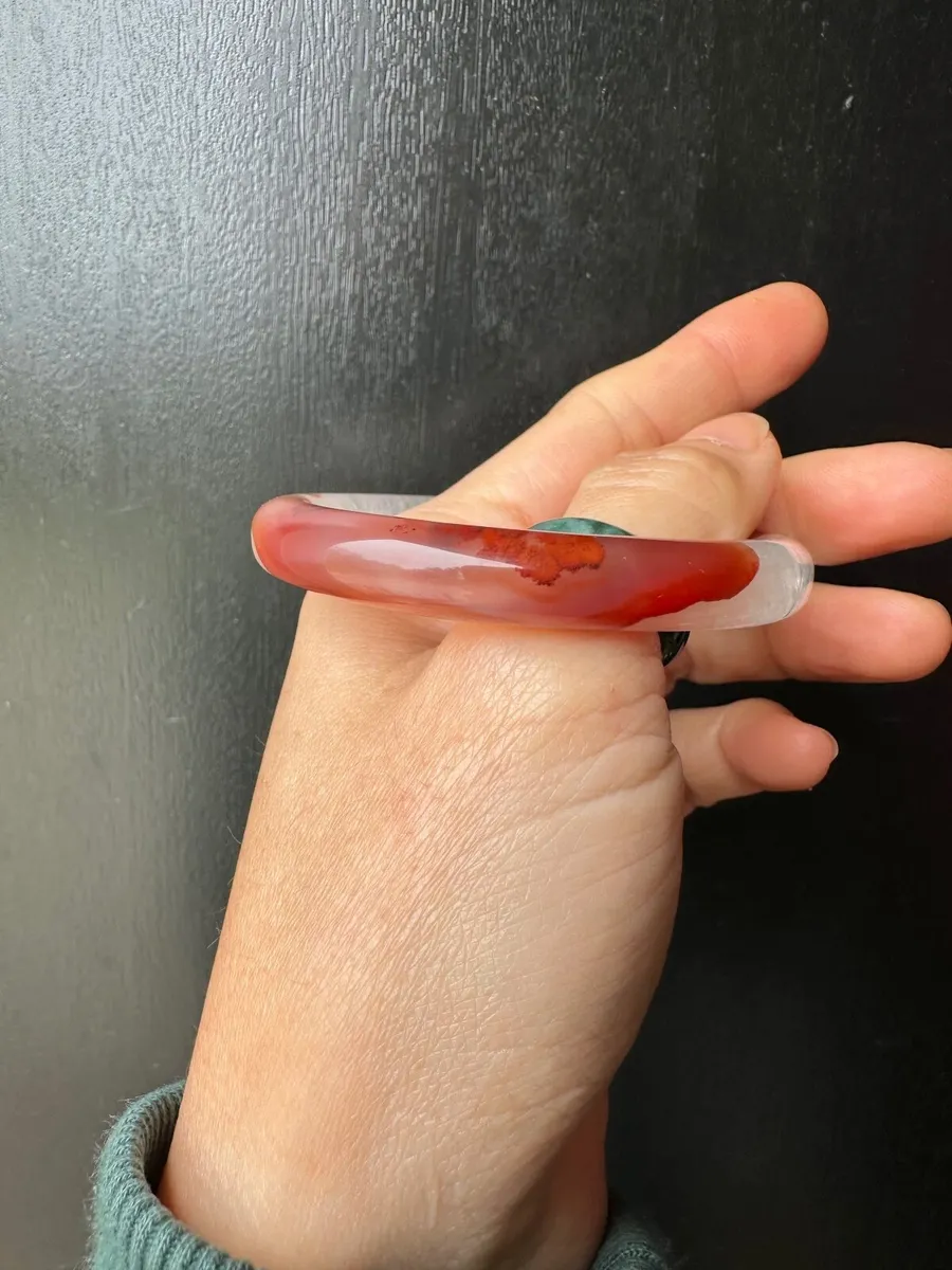 Natural Red Nanhong Agate Bangle 53mm - Image 2