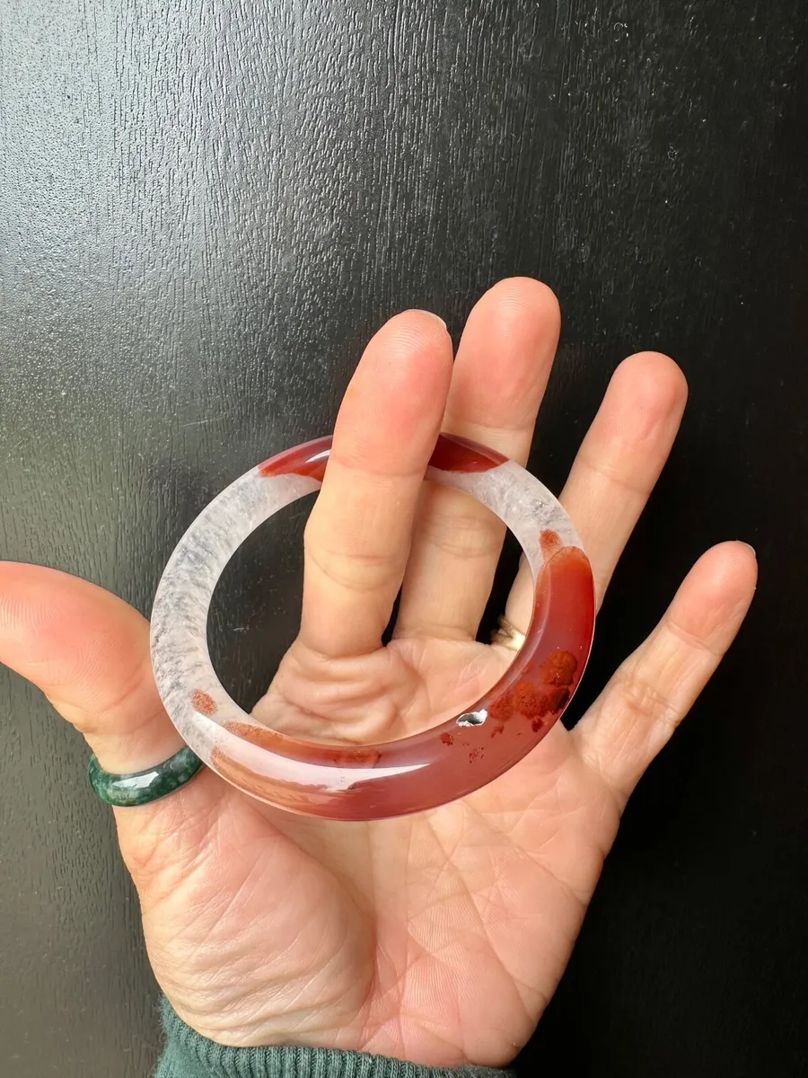 Natural Red Nanhong Agate Bangle 53mm - Image 1