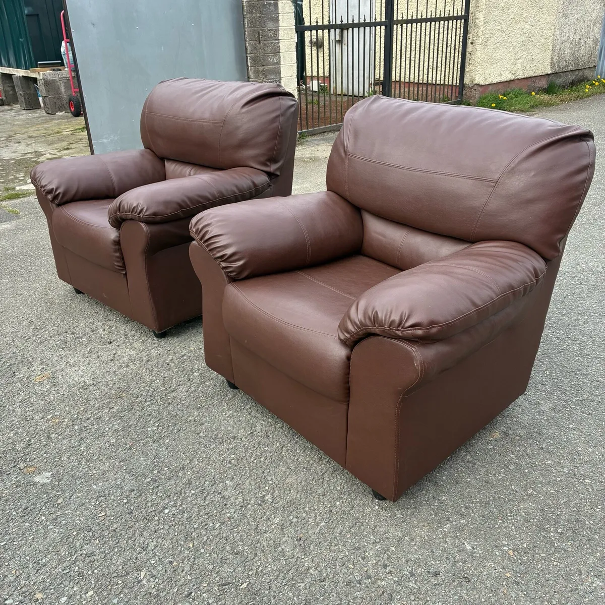 2 Brown Leather armchairs  €70 Each - Image 3