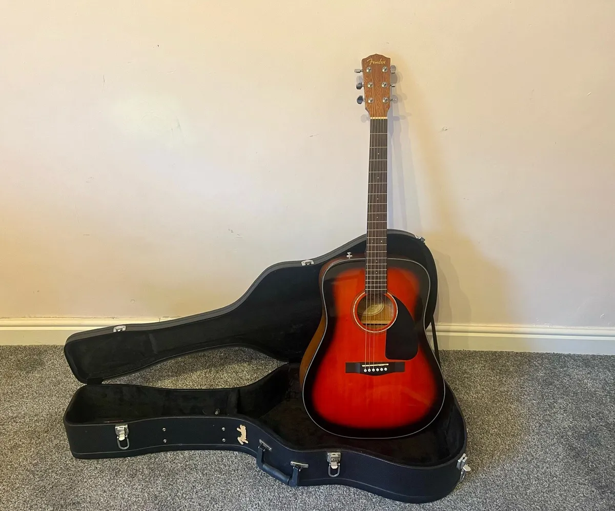 Fender acoustic guitar with original hard case - Image 1