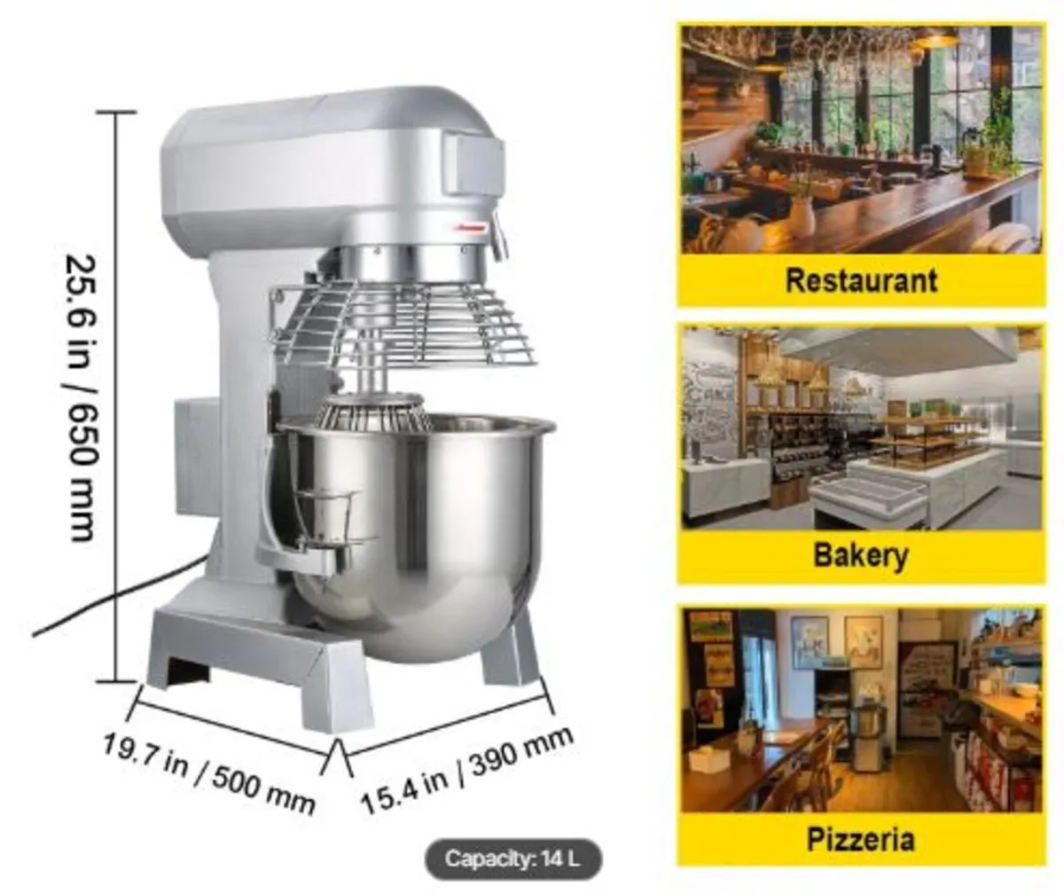 Industrial Kitchen Mixer 15Qt 600W, 3 Gear Speeds - Image 4