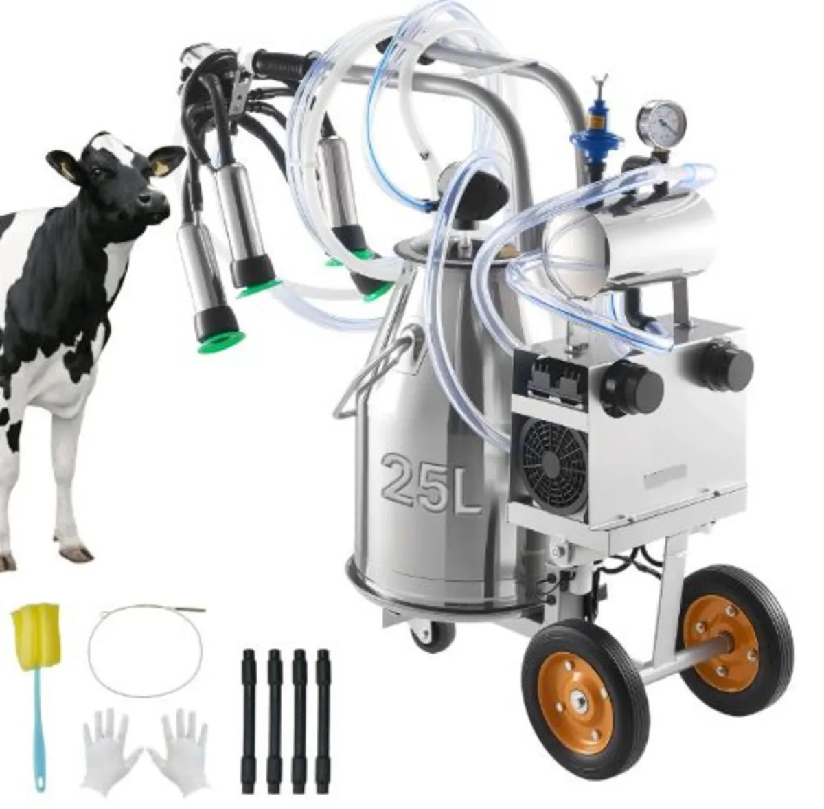 Electric Cow Milking Machine, 6.6 Gal / 25 L 304 - Image 1