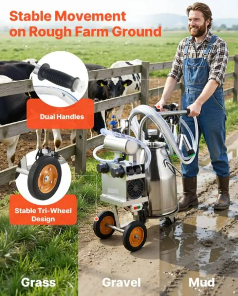 Electric Cow Milking Machine, 6.6 Gal / 25 L 304 - Image 3