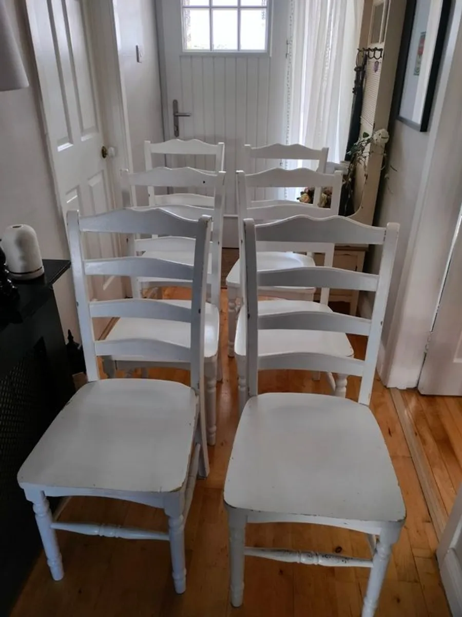 6 Solid Oak Kitchen Dining Chairs - Image 1