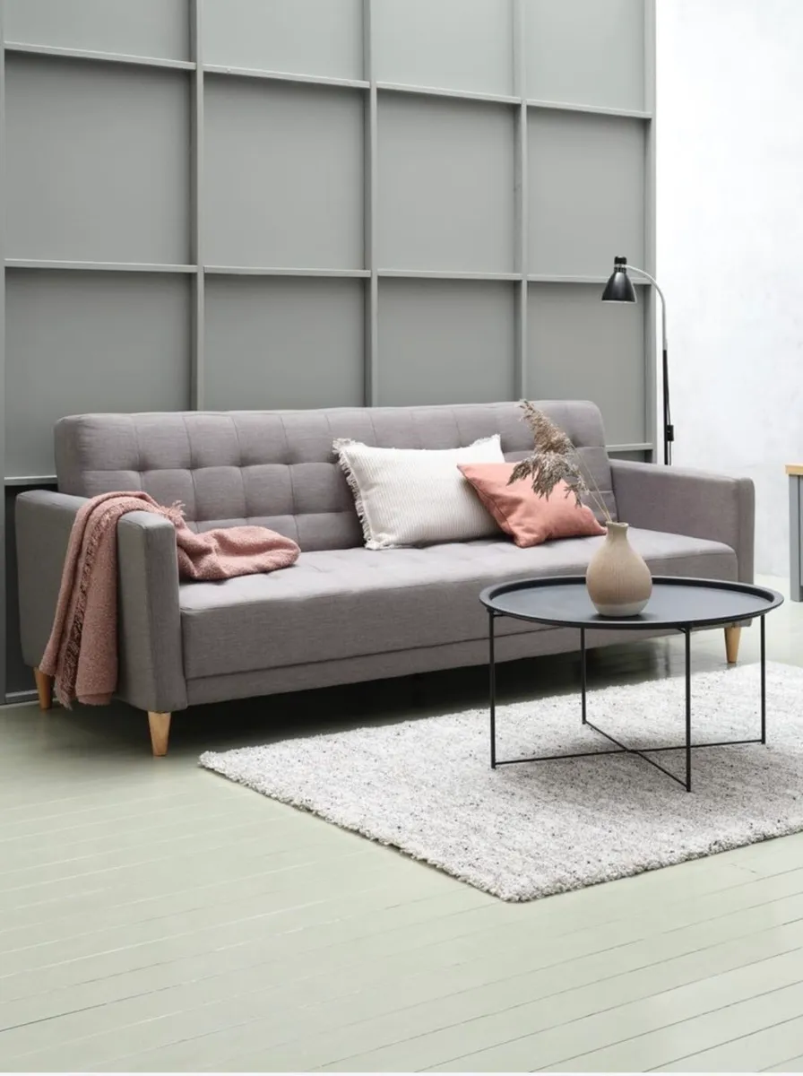 Sofa bed FALSLEV grey fabric - Image 1