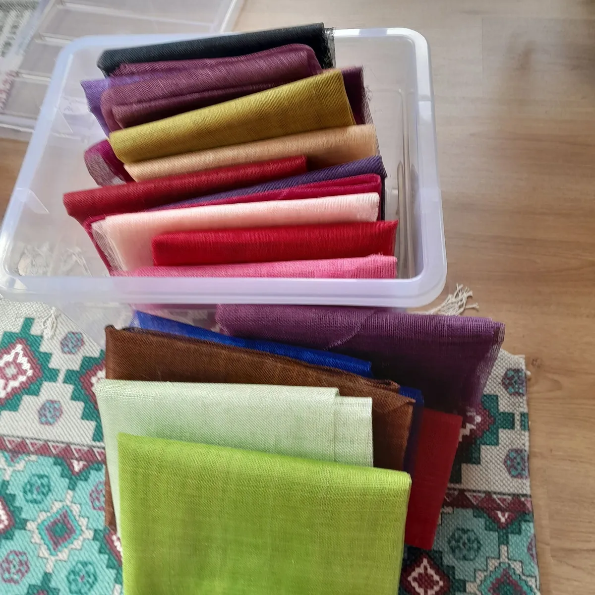 Millinery fabric and feathers - Image 1