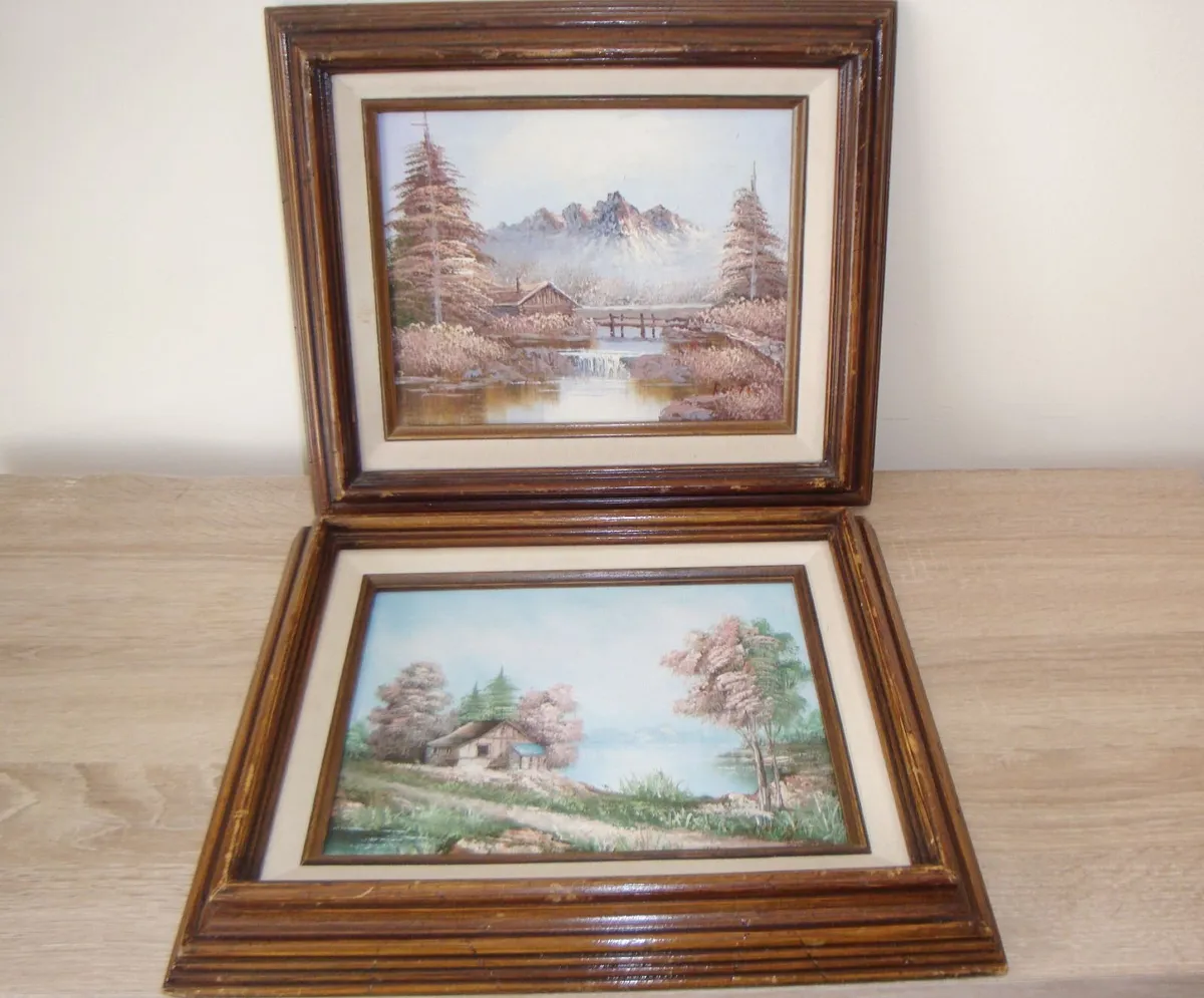 Two vintage paintings in wooden frames - Image 4