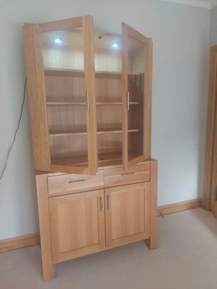 Solid Oak Display Cabinet /  Bookcase - Image 2