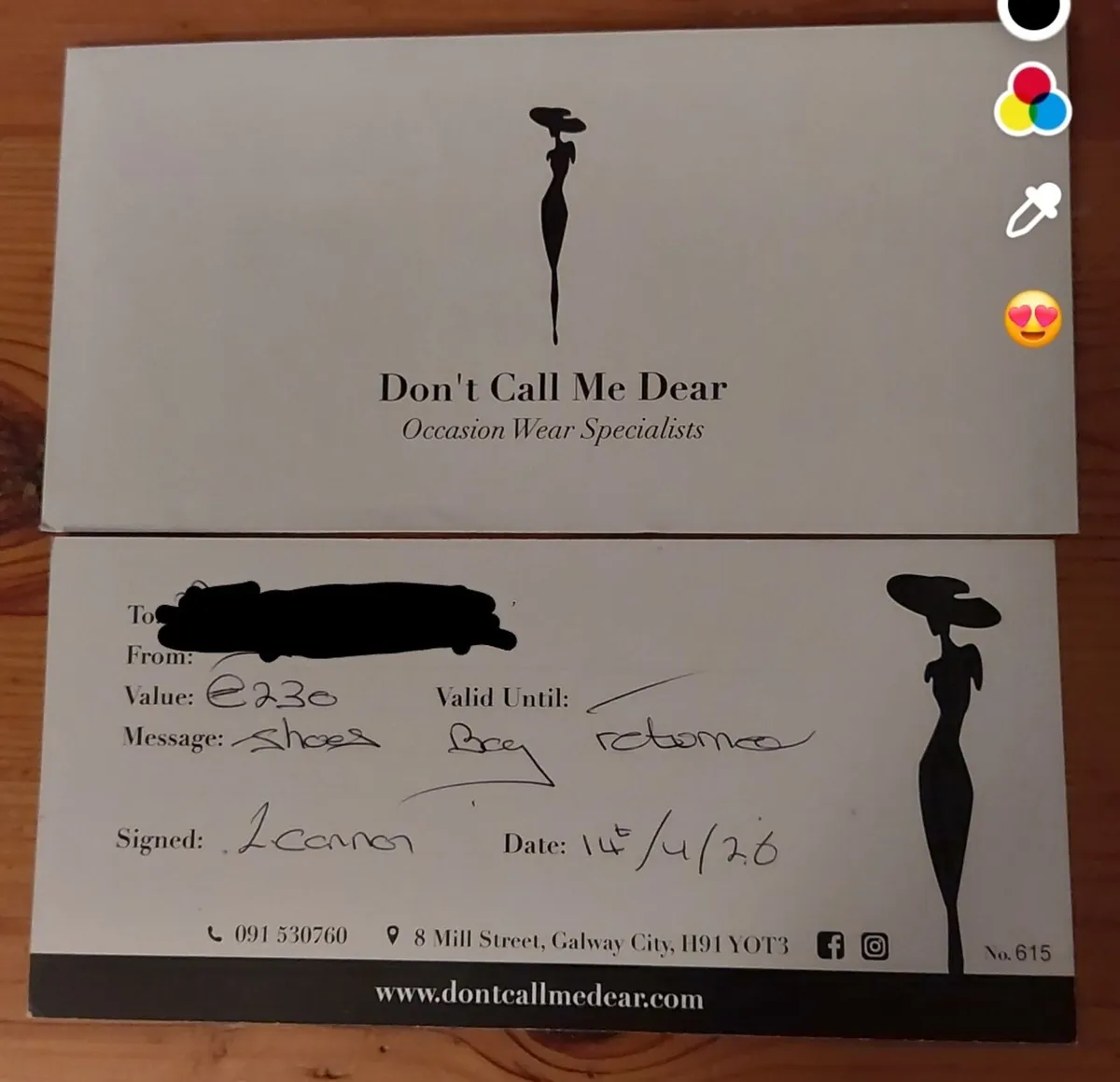 Voucher - Don't Call Me Dear - wedding attire