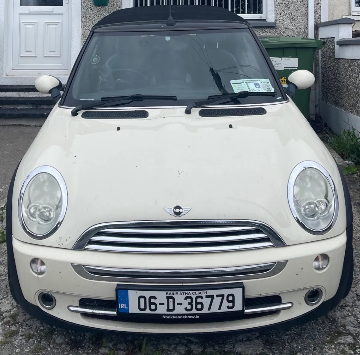 White Mini Cooper Convertible Car - Image 1