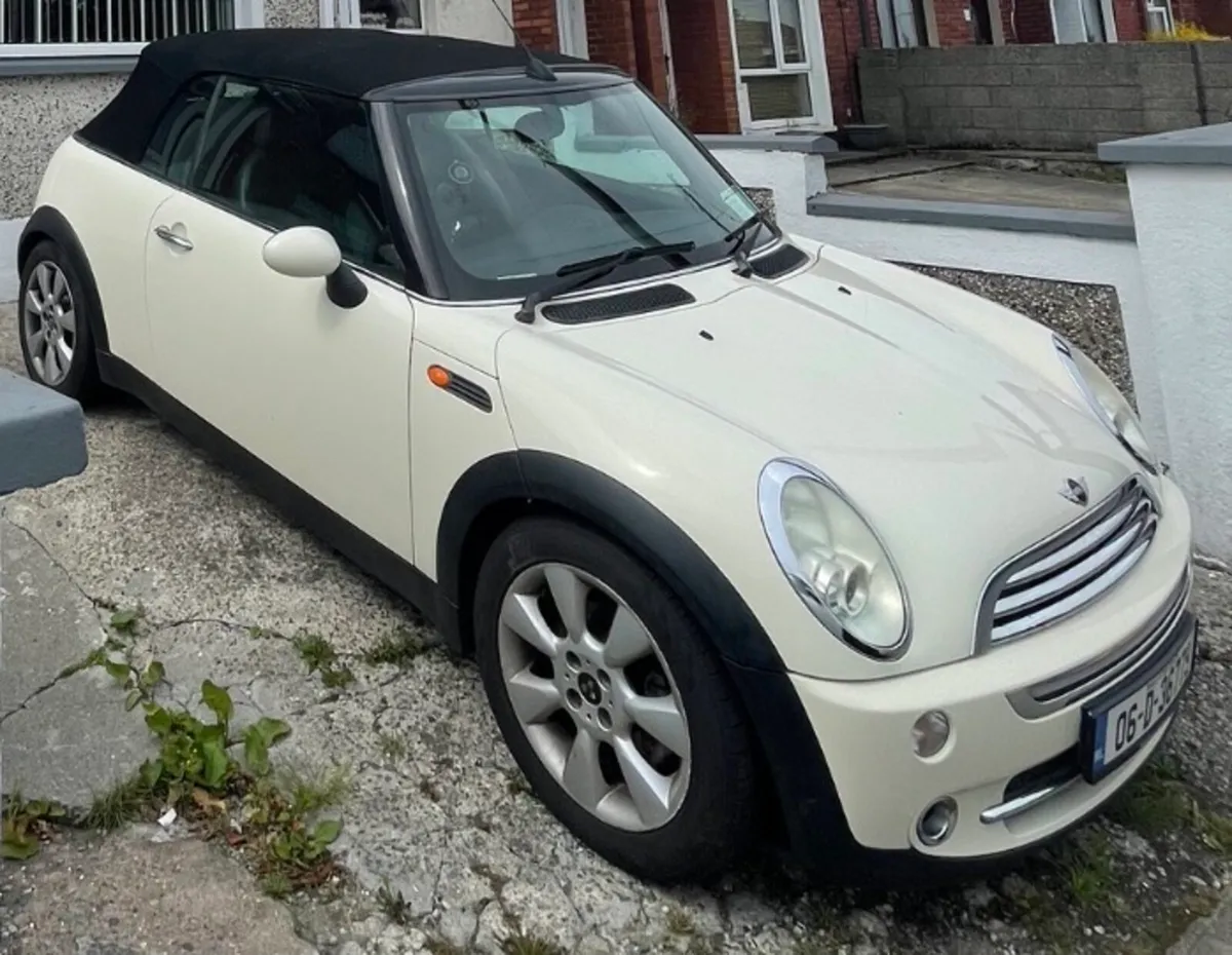 White Mini Cooper Convertible Car - Image 2