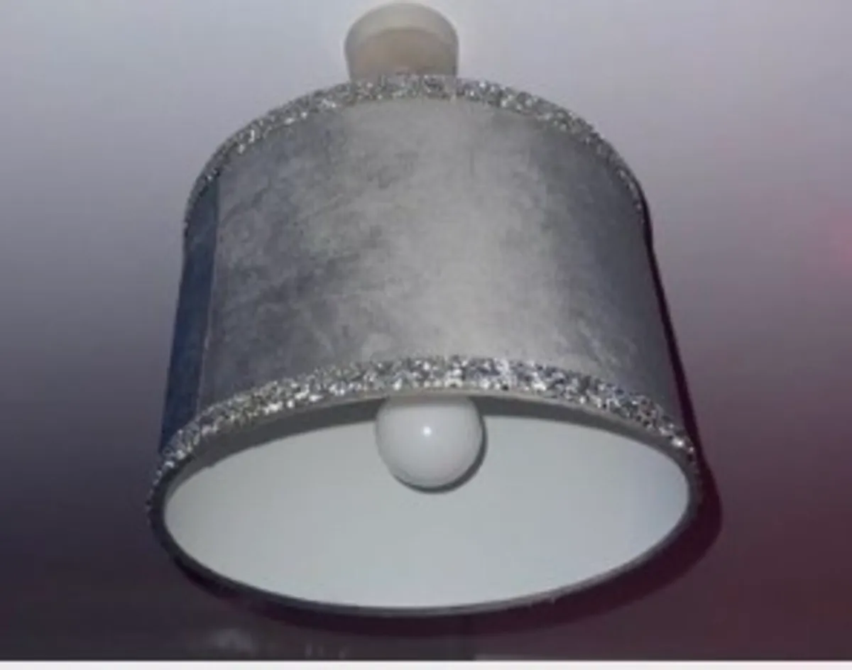2 Grey Velvet Lamp Shades
