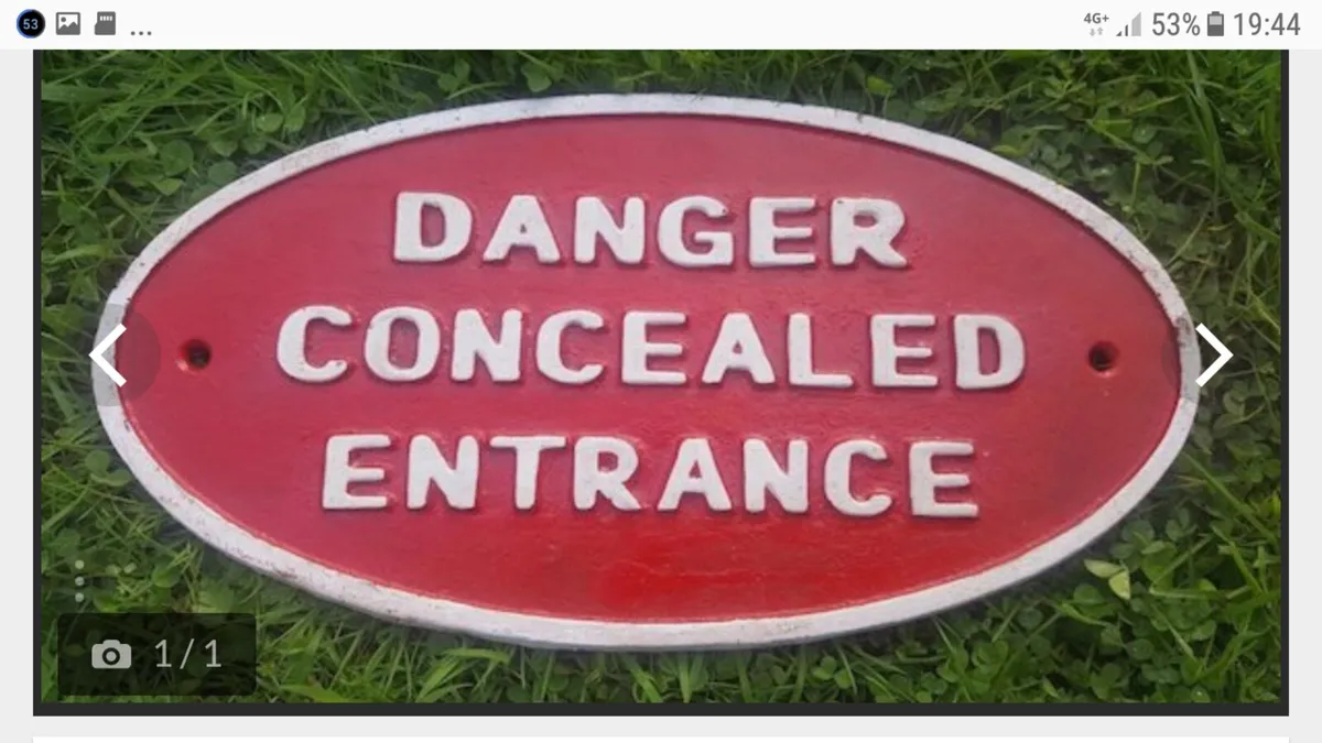 Concealed Entrance Cast Iron Sign