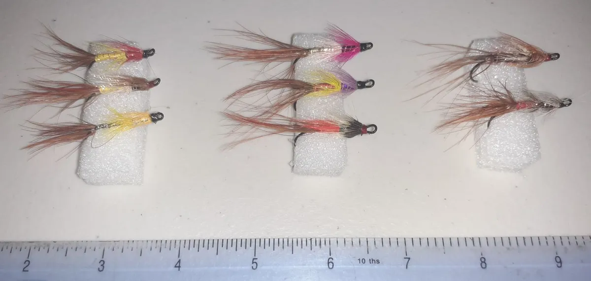 Salmon long shank double shrimp flies