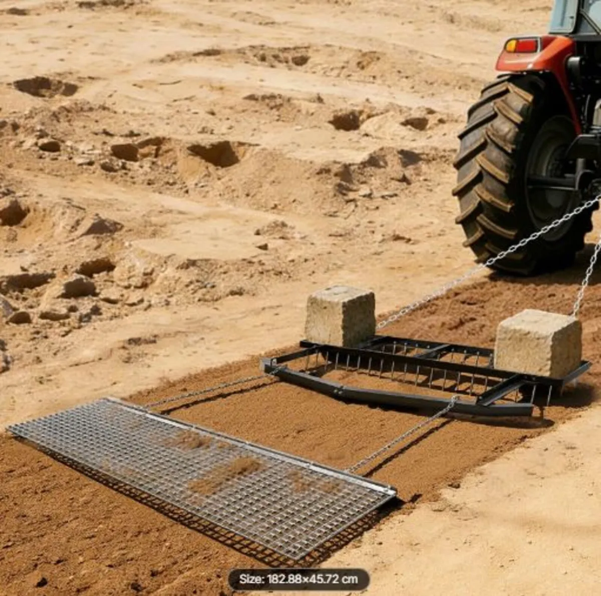 Drag Harrow, 6 ft Tow-Behind Driveway Grader - Image 3