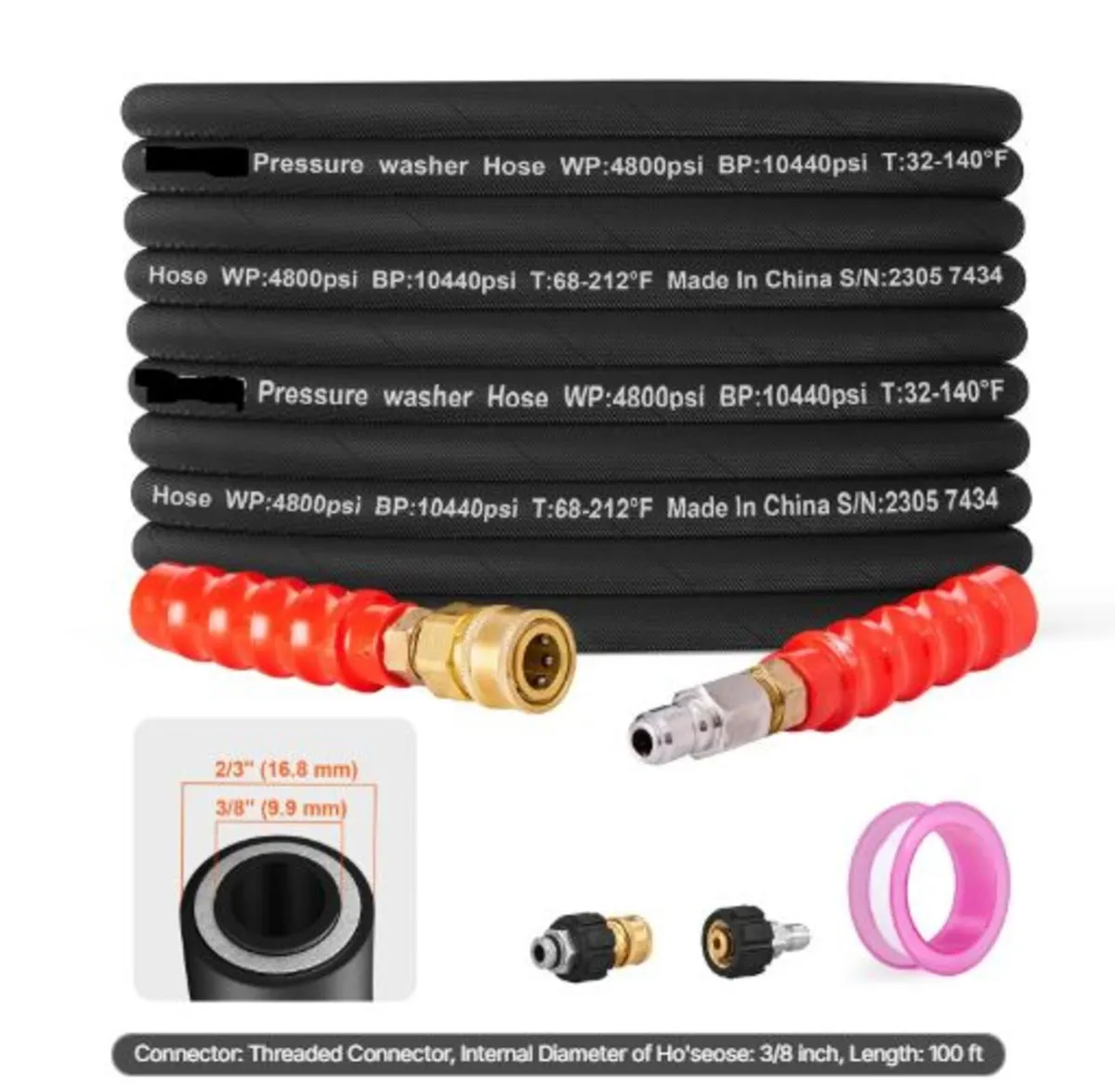 Pressure Washer Hose, 30.5m,Kink Free 3/8"-φ14.8m - Image 1