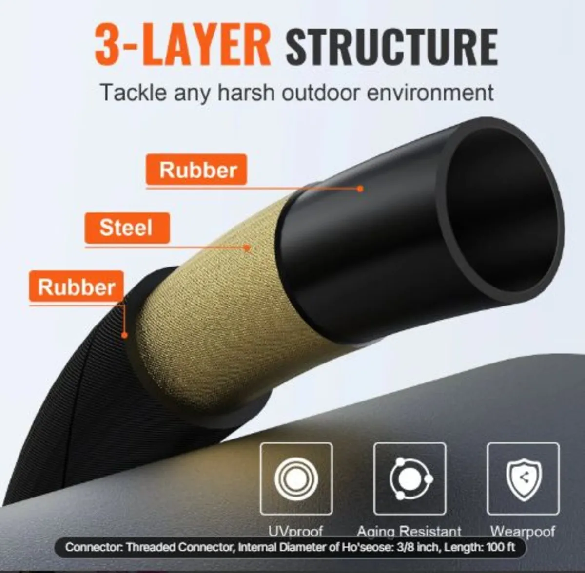 Pressure Washer Hose, 30.5m,Kink Free 3/8"-φ14.8m - Image 3