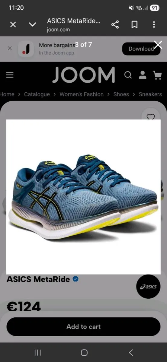 ASICS META RIDE WOMANS TRAINERS SIZE 5 - Image 1