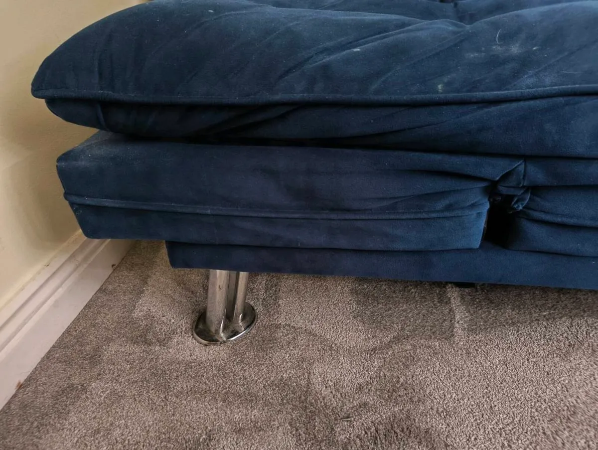 Blue velvet sofa bed - Image 2