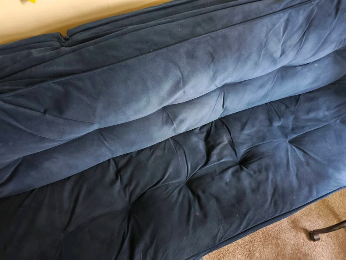 Blue velvet sofa bed - Image 1