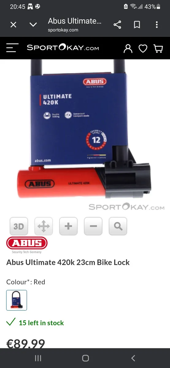 Bike u lock abus ultimate 420k new - Image 1