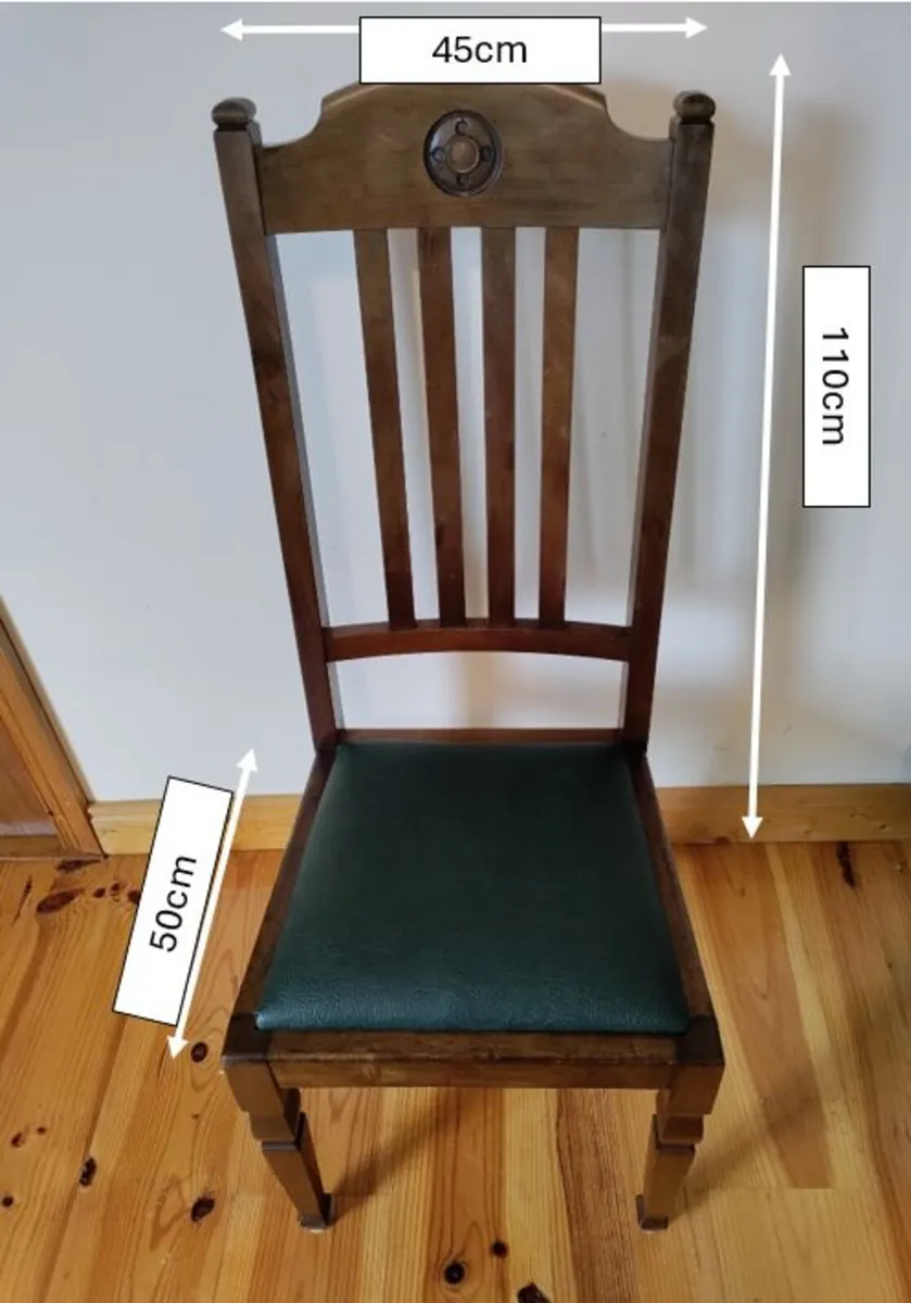 1930's solid teak wood table with 8 chairs - Image 2