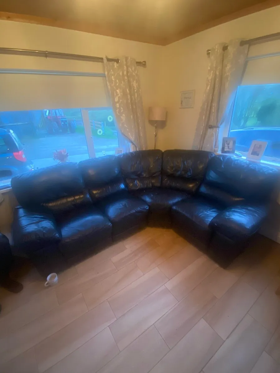 Leather 5 Seater Recliner Corner Sofa & Armchair - Image 1