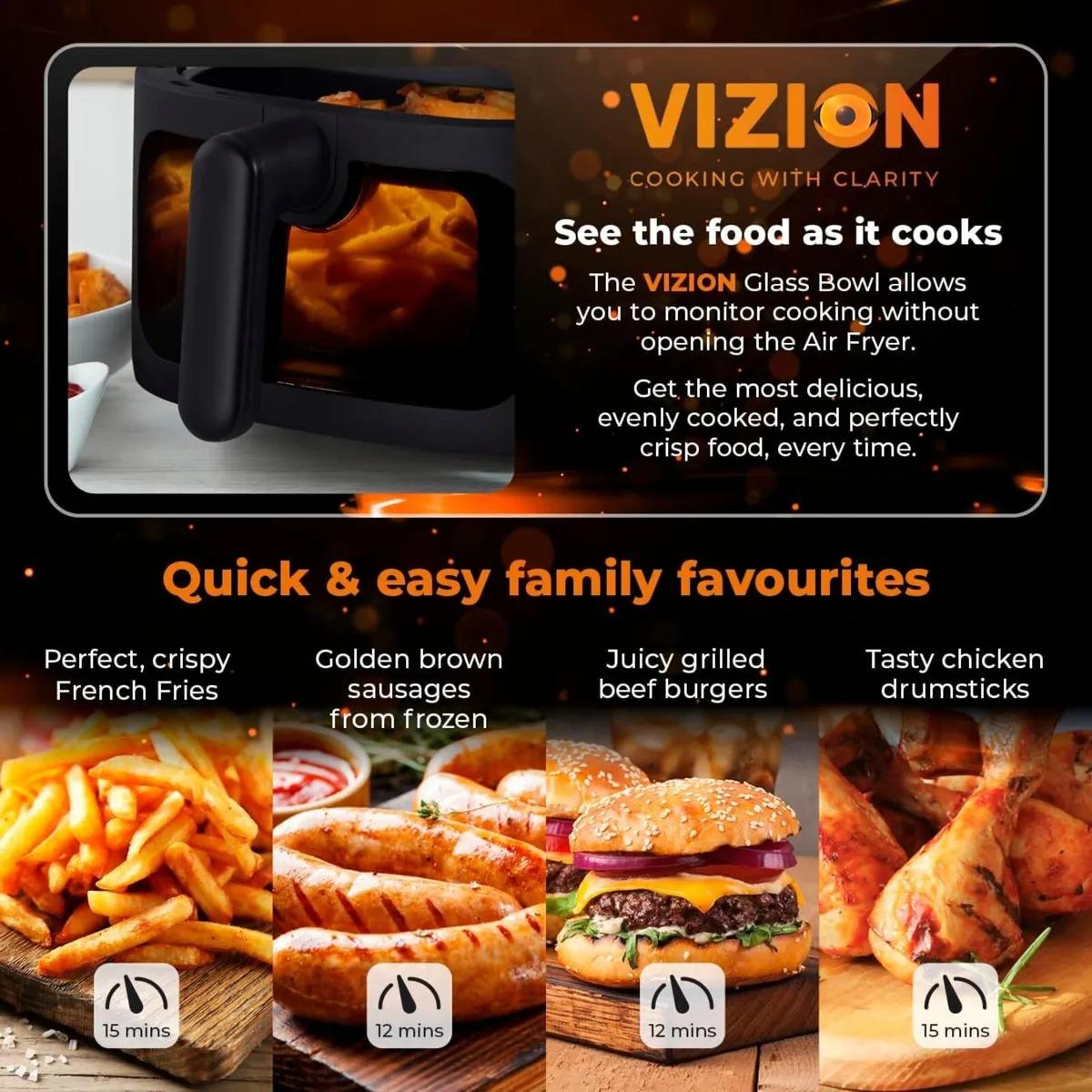 T17123 Vortx Vizion 7.5L Air Fryer with Colour - Image 4