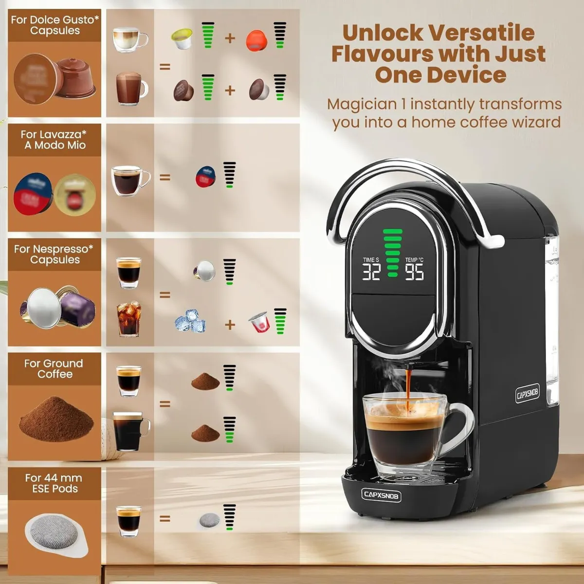 Magician1 Mini Multi-Capsule Coffee Machine - Image 3