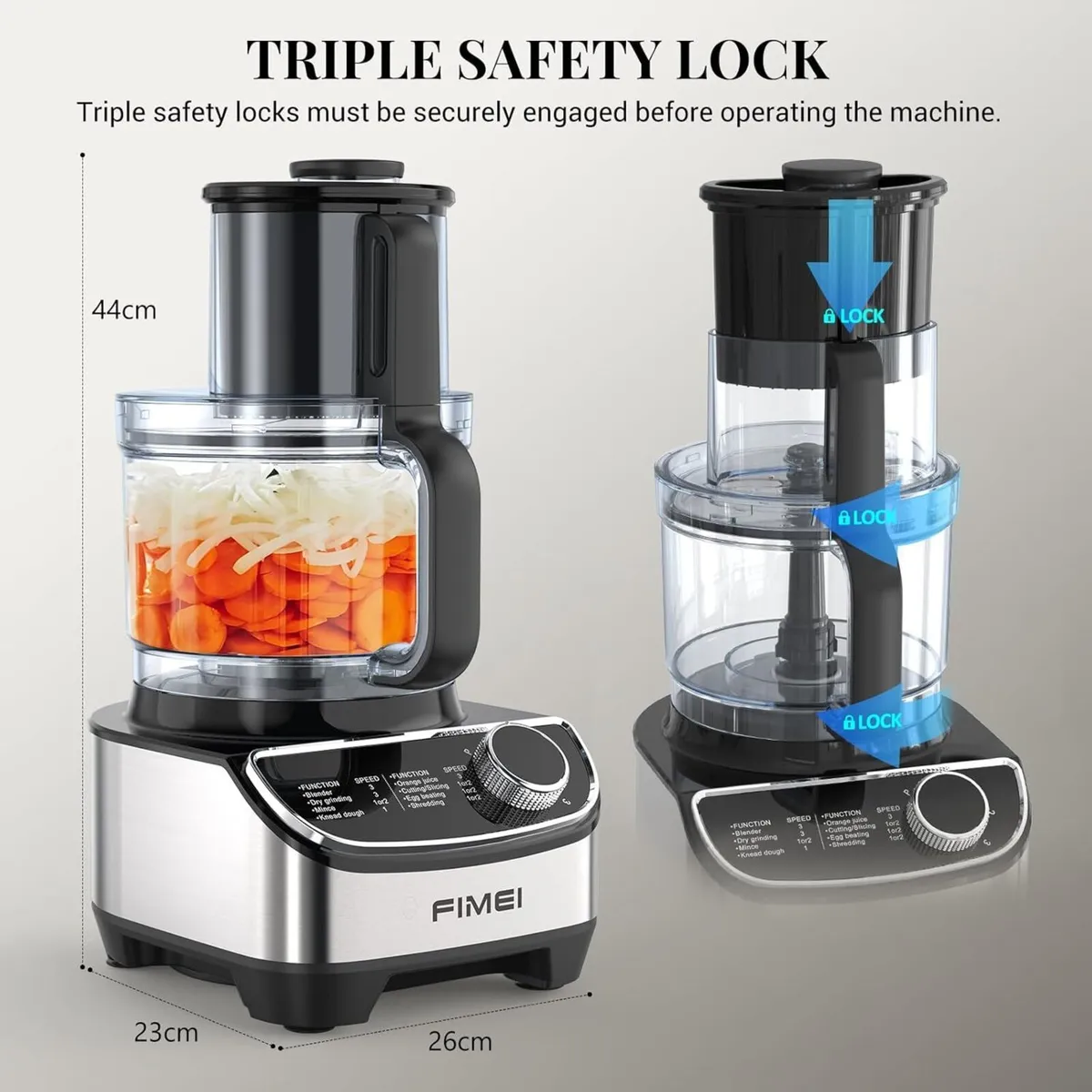 Multifunctional Food Processor 1300W 3 Speeds and - Image 2