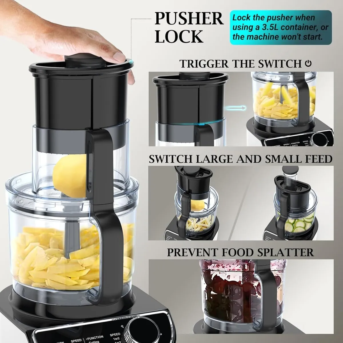 Multifunctional Food Processor 1300W 3 Speeds and - Image 3