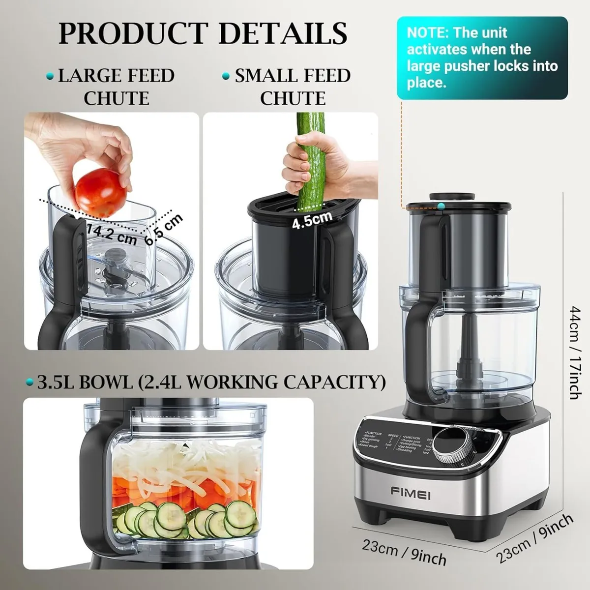 Multifunctional Food Processor 1300W 3 Speeds and - Image 4
