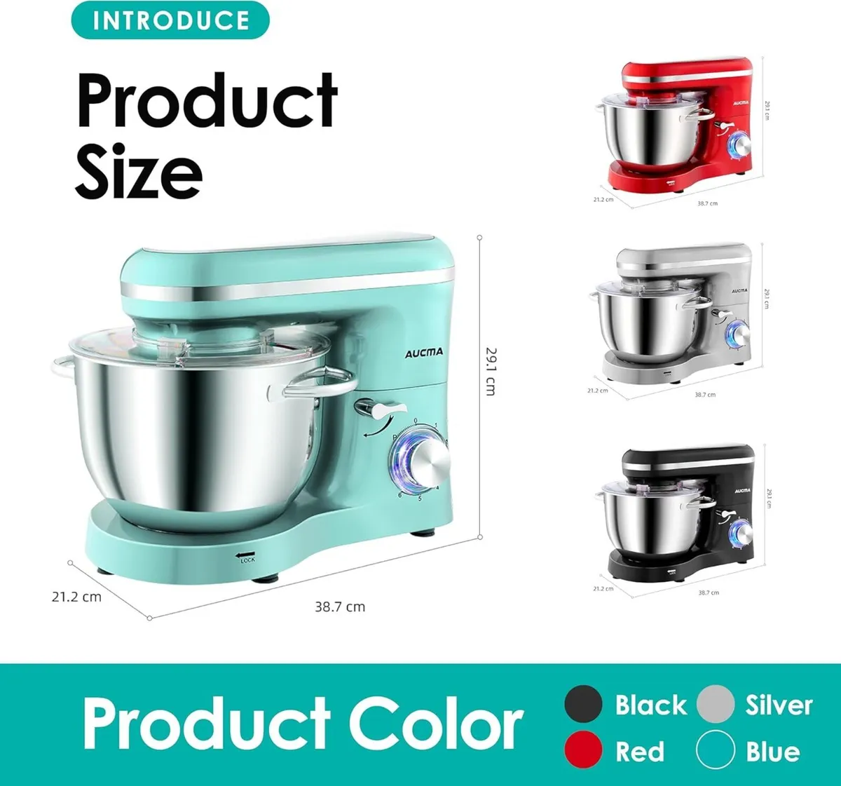 Stand Mixer 6.2L Food Electric Kitchen with Bowl - Image 2